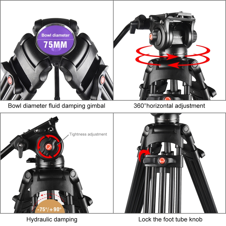 Штатив Puluz PU3047B из алюмин – обзор и цена Fluid Head Tripod