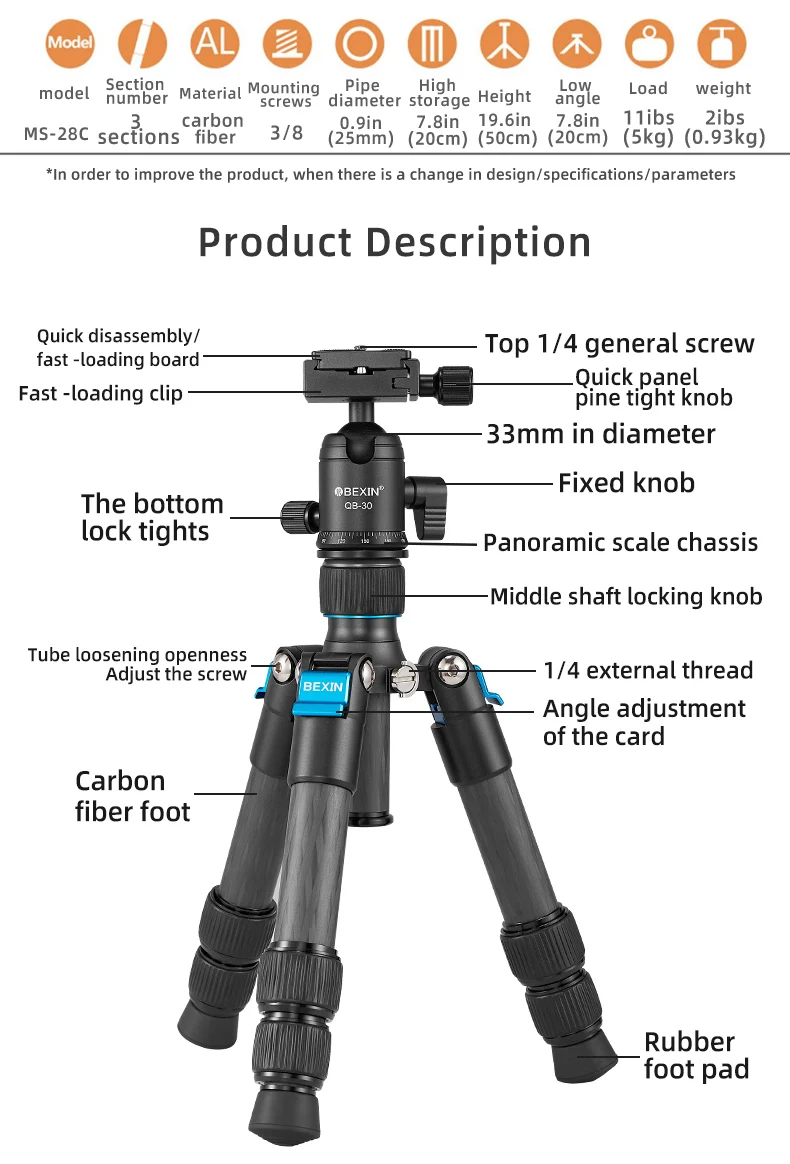 Мини штатив из углеродного вол – обзор и цена Camera Tripod Carbon