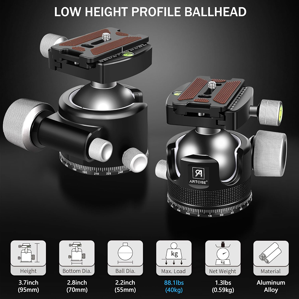 ARTCISE Низкопрофильная шарова – обзор и цена Fluid Head Tripod